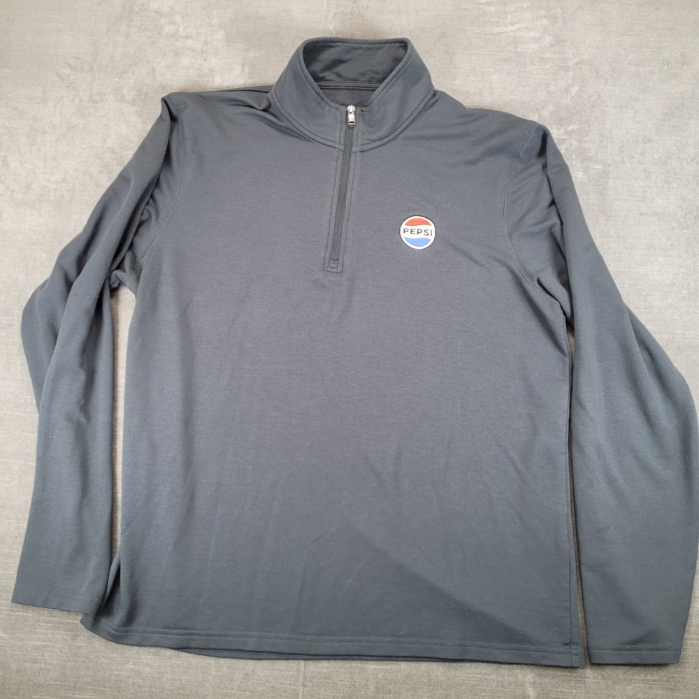 Port Authority Mens Pepsi Quarter Zip Pullover Sweater Gray Large